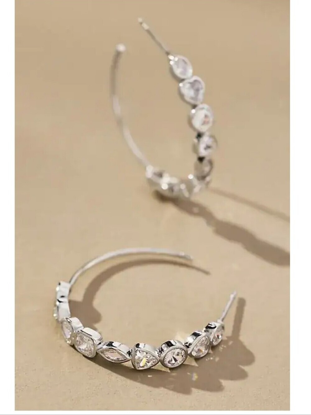 NWOT! Anthropologie, Mixed Crystal Hoop Earrings, Silver,MSRP $44